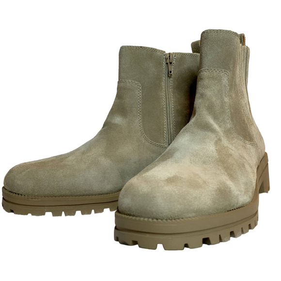 Boho Chic Lucky Brand Womens 8.5 Tan Suede Side Zip Light Academia Boots NEW - Picture 1 of 8